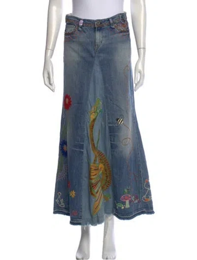 Pre-owned Polo Ralph Lauren Graphic Print Long Skirt In Blue