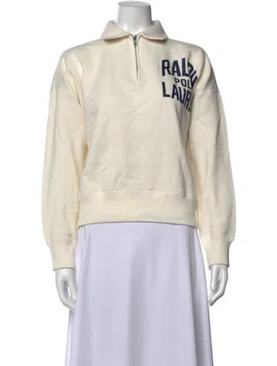 Pre-owned Polo Ralph Lauren Graphic Print Long Sleeve Polo In Neutral