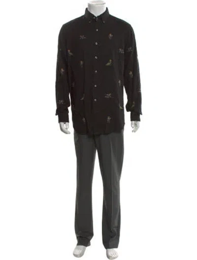 Pre-owned Polo Ralph Lauren Graphic Print Long Sleeve Shirt In Black
