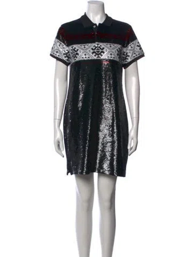 Pre-owned Polo Ralph Lauren Graphic Print Mini Dress In Black