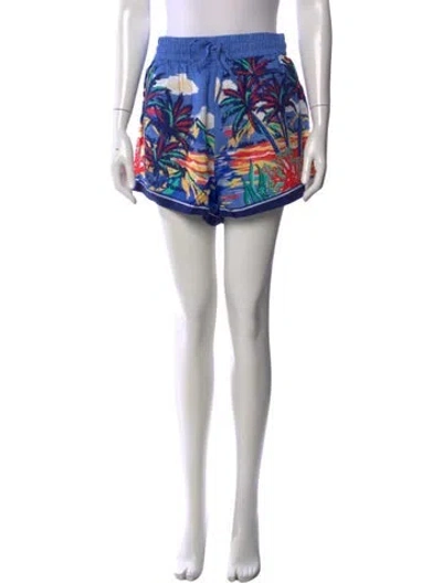 Pre-owned Polo Ralph Lauren Graphic Print Mini Shorts In Blue