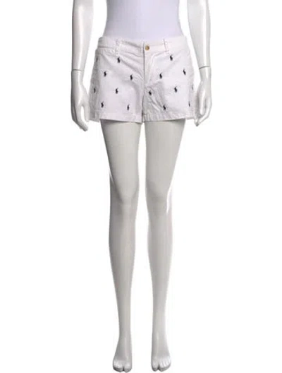 Pre-owned Polo Ralph Lauren Graphic Print Mini Shorts In Neutrals