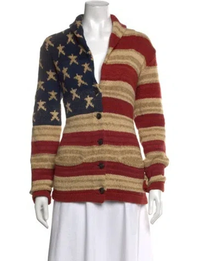Pre-owned Polo Ralph Lauren Graphic Print Open Front Sweater In Multicolor