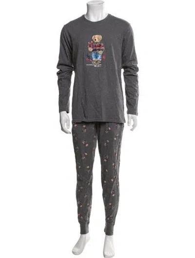 Pre-owned Polo Ralph Lauren Graphic Print Pajama Bottoms In Grey