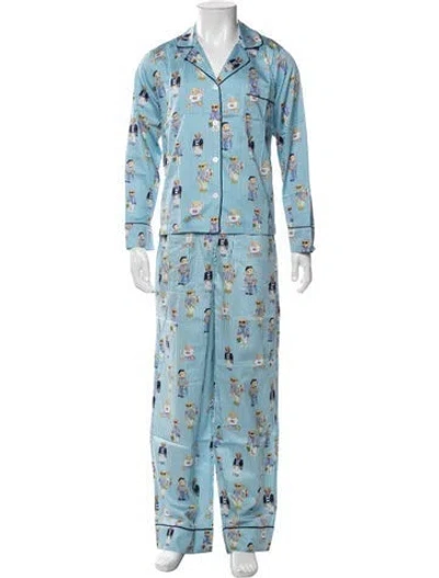 Pre-owned Polo Ralph Lauren Graphic Print Pajama Bottoms W/ Tags In Blue