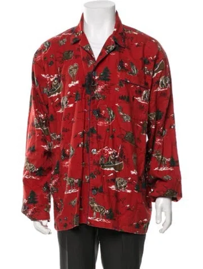 Pre-owned Polo Ralph Lauren Graphic Print Pajama Top In Red