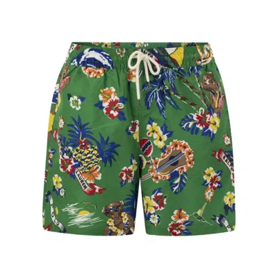 Polo Ralph Lauren Graphic-print Polyester Swim Shorts In Multi
