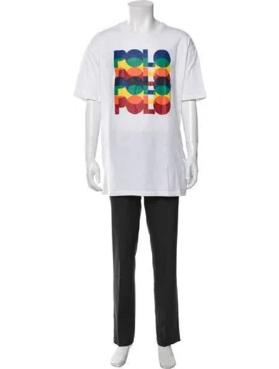 Pre-owned Polo Ralph Lauren Graphic Print Scoop Neck T-shirt In White