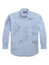 Polo Ralph Lauren Casual Shirt With Graphic Print And Chest Pocket In Blue