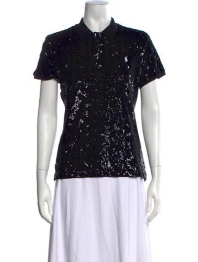 Pre-owned Polo Ralph Lauren Graphic Print Short Sleeve Polo In Black