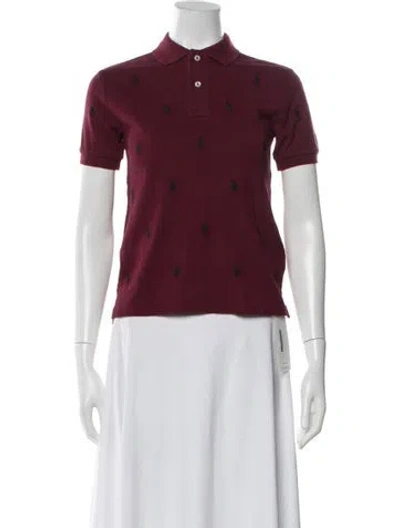 Pre-owned Polo Ralph Lauren Graphic Print Short Sleeve Polo In Burgundy