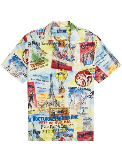 Polo Ralph Lauren Standard Fit Printed Jersey Polo Shirt In City Of Lights Poster