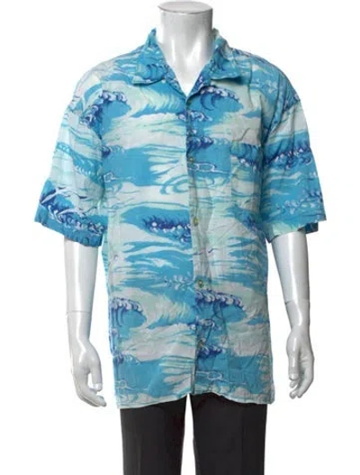Pre-owned Polo Ralph Lauren Graphic Print Short Sleeve Shirt In Blue