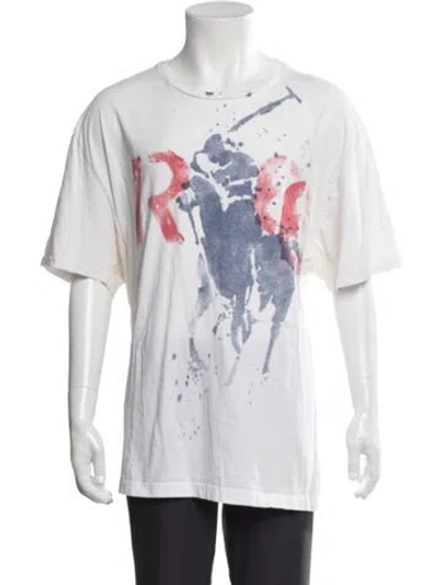 Pre-owned Polo Ralph Lauren Graphic Print Short Sleeve Shirt In White
