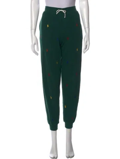 Pre-owned Polo Ralph Lauren Graphic Print Straight Leg Pants In Green