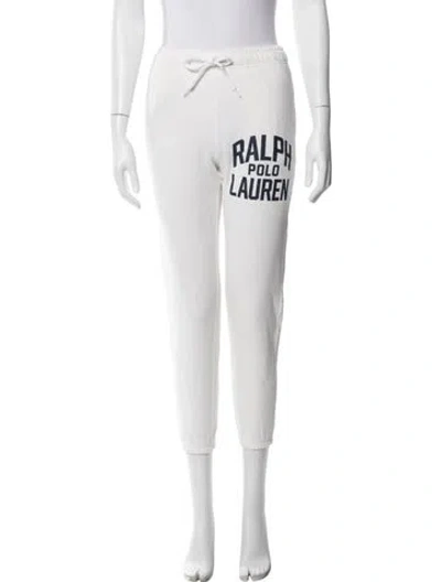 Pre-owned Polo Ralph Lauren Graphic Print Sweatpants In White