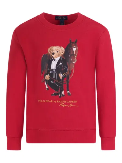 Polo Ralph Lauren Kids' Graphic-print Sweatshirt In Red