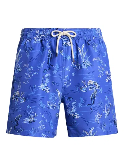 Polo Ralph Lauren Graphic-print Swim Shorts In Blue