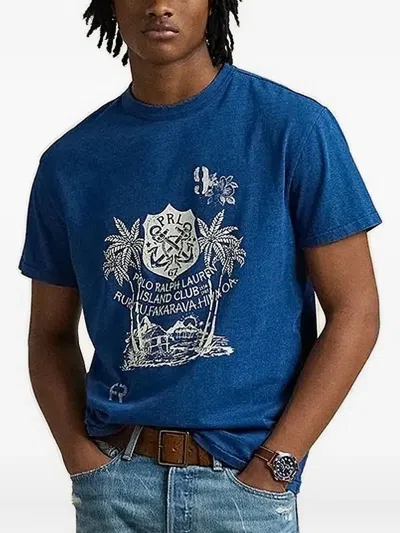 Polo Ralph Lauren Classic Fit Jersey Graphic T-shirt In Medium Indigo