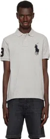 Polo Ralph Lauren Gray Custom Slim Fit Big Pony Mesh Polo In Andover Heather