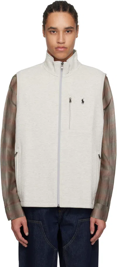 Polo Ralph Lauren Gray Double-knit Mock Neck Vest In Lt Sport Heather