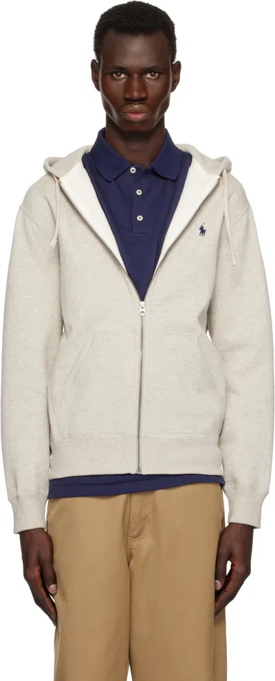 Polo Ralph Lauren Gray Fleece Full-zip Hoodie In Light Sport Heather