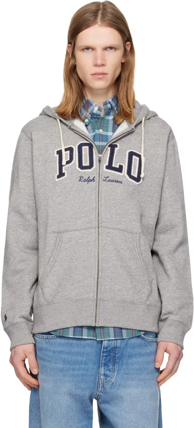 Polo Ralph Lauren Gray Logo Fleece Full-zip Hoodie