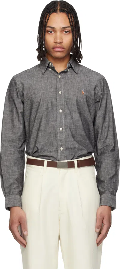 Polo Ralph Lauren Gray Long Sleeve Sport Shirt In Green