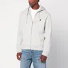 Polo Ralph Lauren Cotton Blend Zip Sweatshirt With Drawstring Hood In Neutral