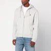 Polo Ralph Lauren Cotton Blend Zip Sweatshirt With Drawstring Hood In Neutral