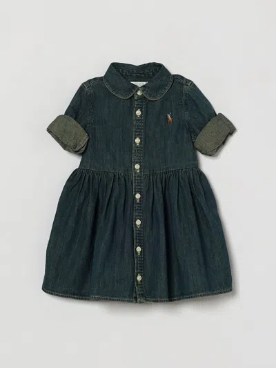 Polo Ralph Lauren Babies'  Girl's Two-piece Set With Denim Shirt Dress In Green