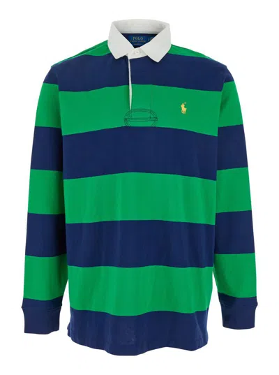 POLO RALPH LAUREN MULTICOLOR POLO SHIRT WITH PONY EMBROIDERY ON THE FRONT AND ALL-OVER STRIPED MOTIF