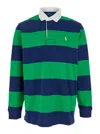 Polo Ralph Lauren Striped Long Sleeve Polo With Half Button Placket In Green
