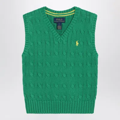 Polo Ralph Lauren Kids' Green Cable-knit Cotton Vest