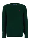 Polo Ralph Lauren Green Cable Knit Crewneck Sweater With Pony Embroidery On The Front In Wool And Cashmere Man