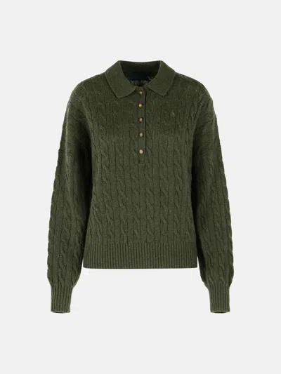 Polo Ralph Lauren Green Cashmere And Wool Polo Shirt