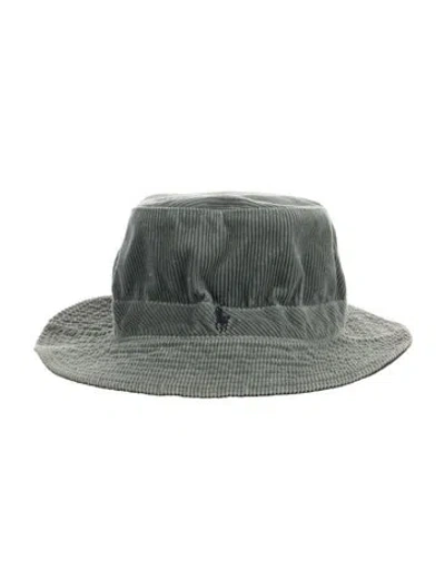 Pre-owned Polo Ralph Lauren Green Corduroy   Bucket Hat With Embrodery At Front