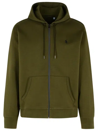 Polo Ralph Lauren Double Knit Cotton Blend Zip Hoodie In Alpine Heather