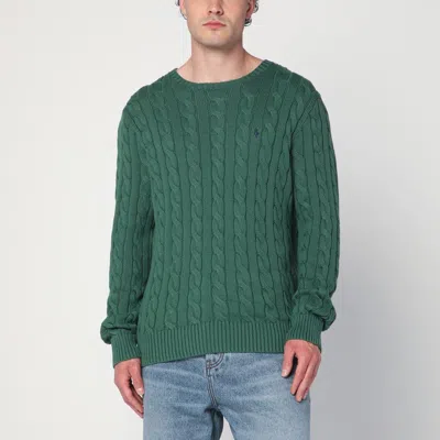 POLO RALPH LAUREN GREEN COTTON CABLE-KNIT JUMPER