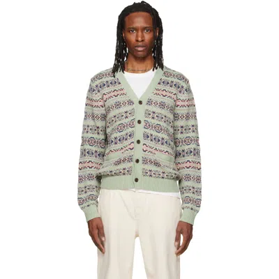 Polo Ralph Lauren Striped Linen And Cotton-blend Cardigan In Green