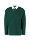 Polo Ralph Lauren 'rugby' Green Polo Shirt With Contrasting Collar And Pony Detail On The Front In Cotton Man In Green