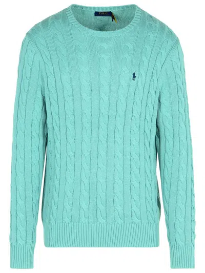 Polo Ralph Lauren Logo Embroidered Cable-knit Jumper In Green