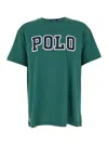 Polo Ralph Lauren Green Crewneck T-shirt With Logo Lettering On The Fornt And Pony Embroidery On The Front