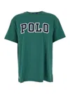 Polo Ralph Lauren Green Crewneck T-shirt With Logo Lettering On The Fornt And Pony Embroidery On The Front In Cotton M In Green