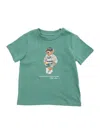 Polo Ralph Lauren Green Crewneck T-shirt With Maxi Logo Print On The Front In Cotton Baby In Green