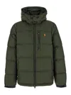 Polo Ralph Lauren Green Down Jacket With Fixed Hood And Embroidered Pony Logo On Chest In Tech Fabric Man In Green