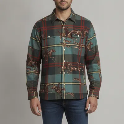 Pre-owned Polo Ralph Lauren Green Equestrian Print Cotton Lyocell Blend Shirt L