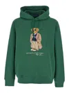 Polo Ralph Lauren Green Hoodie With Drawstring Hood And Logo Print On The Front In Cotton Blend Man In Green