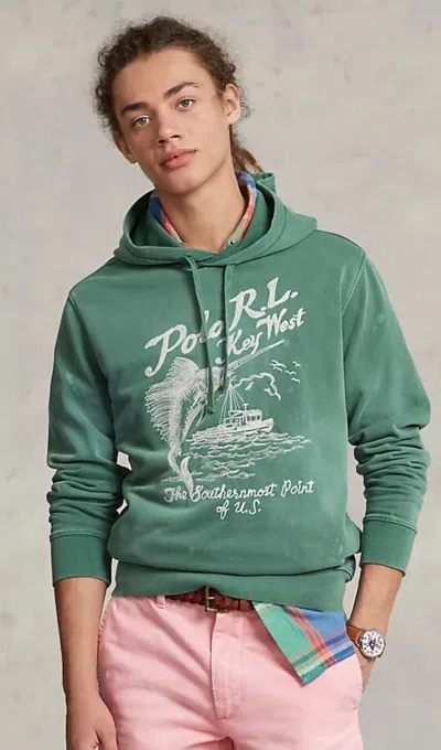 Pre-owned Polo Ralph Lauren Green Key West Marlin Embroidered Hoodie Sweatshirt