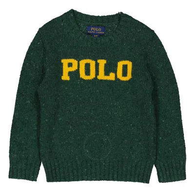 Polo Ralph Lauren Green Logo Intarsia-knit Wool-blend Sweater In Gray